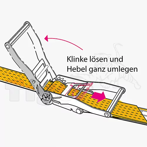 PES Ratschenzurrgurte mit 2 Spitzhaken, 2-teilig aus Polyester zur Ladungssicherung nach EN 12195-2